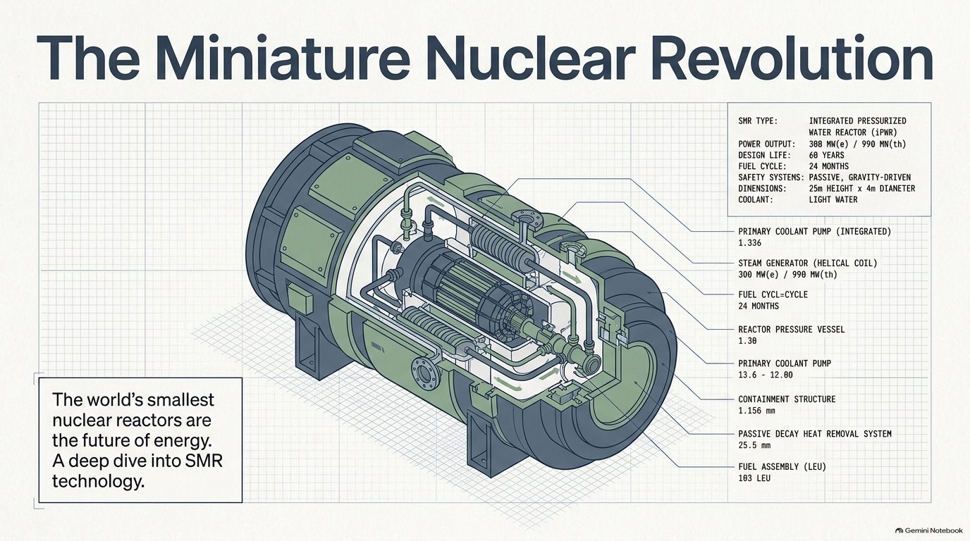 The Miniature Nuclear Revolution — SMR cutaway blueprint